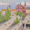 Sestavljanka Ljubljana – 500 delov, ilustracija Darje Remc