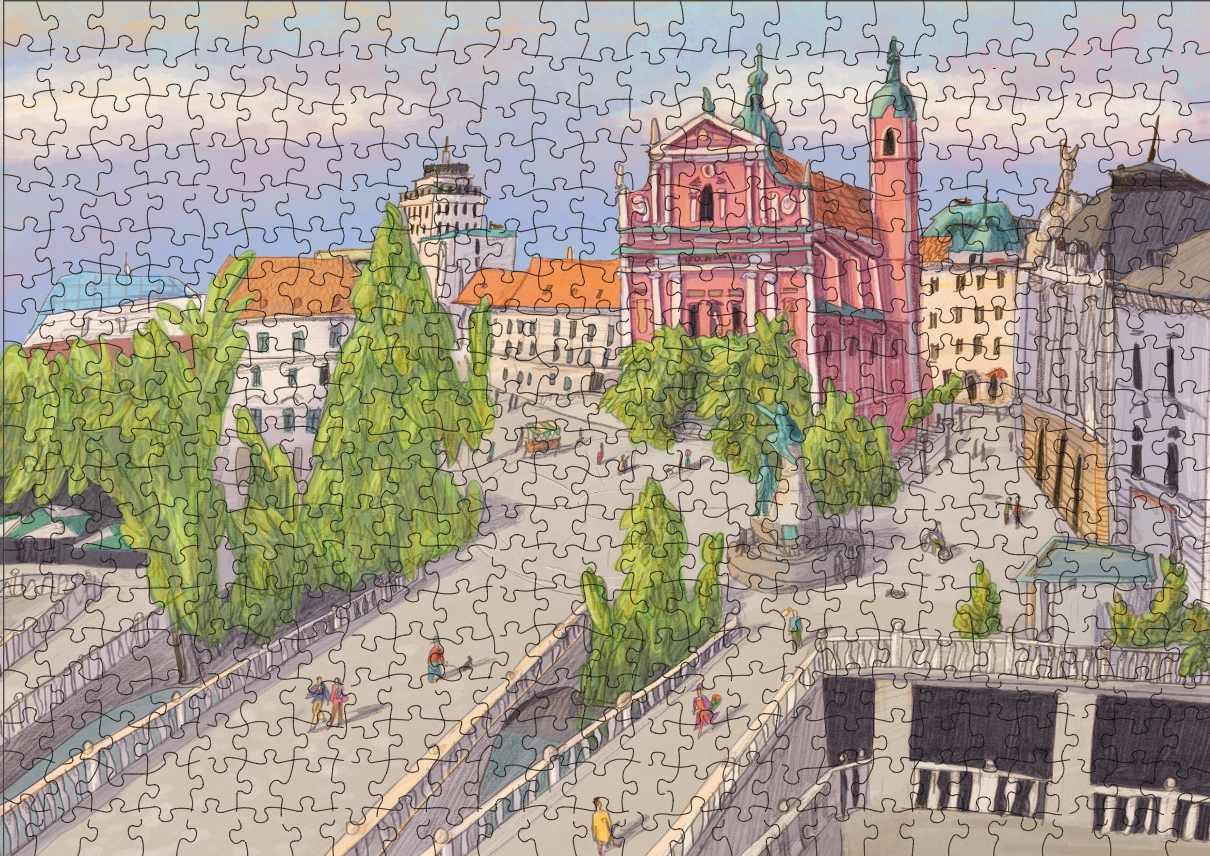 ljubljana Sestavljanka Ljubljana – 500 delov, ilustracija Darje Remc