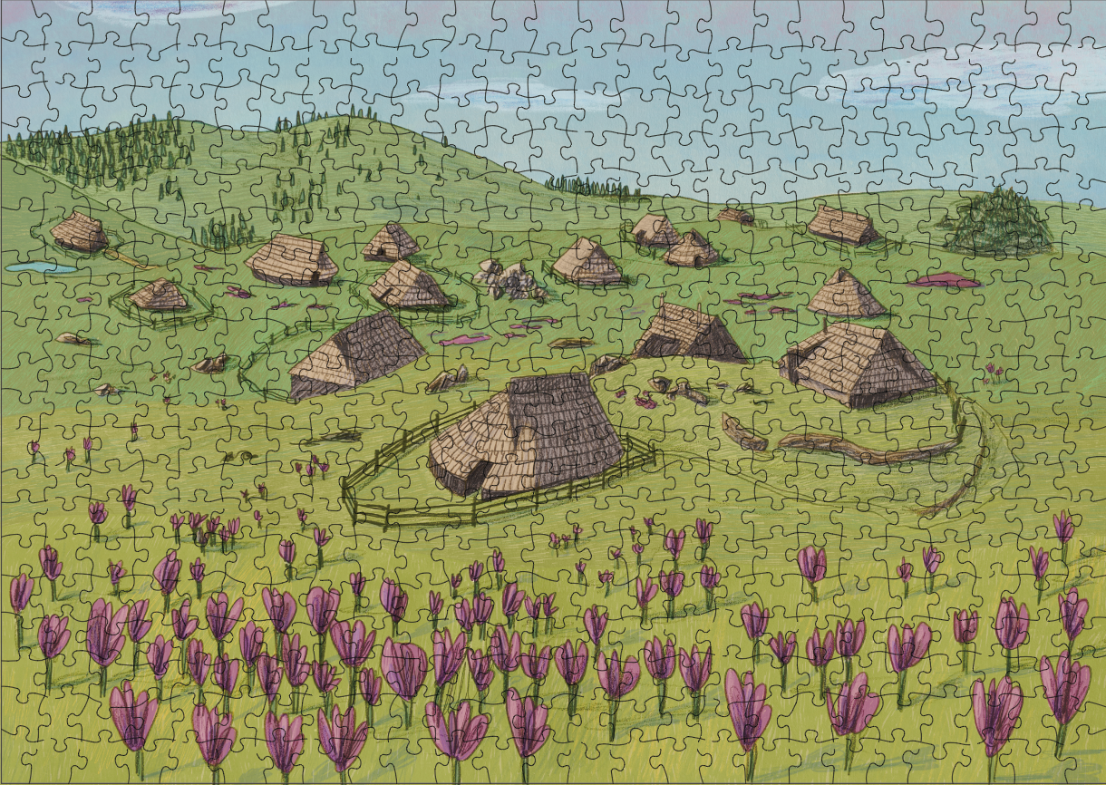 velika-planina Sestavljanka Velika planina – 500 delov, ilustracija Darje Remc